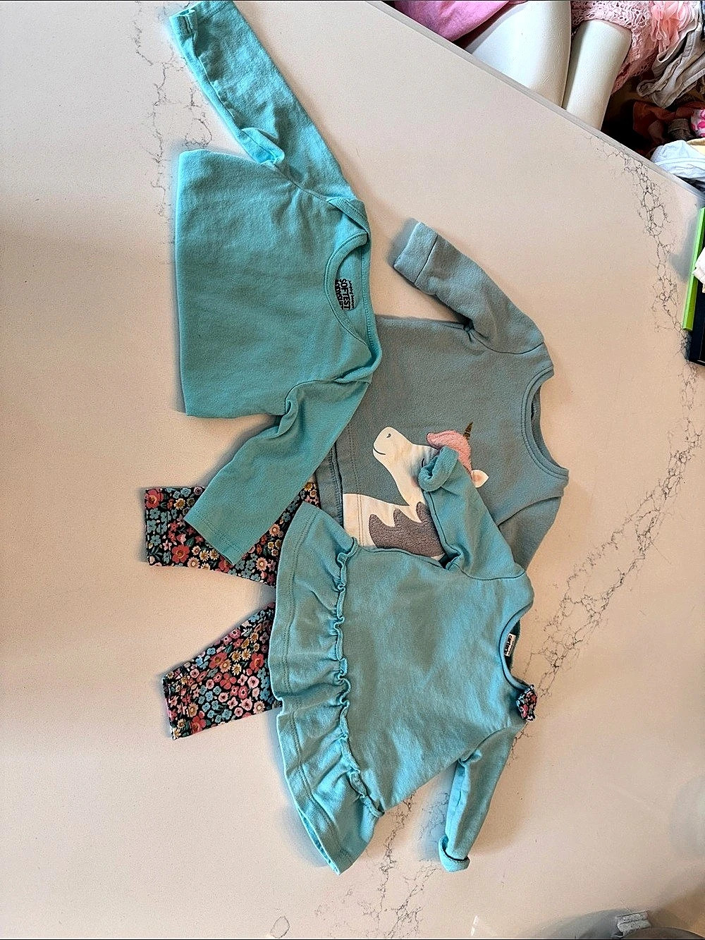 Carter’s Kids Floral Unicorn Matching Set Blue